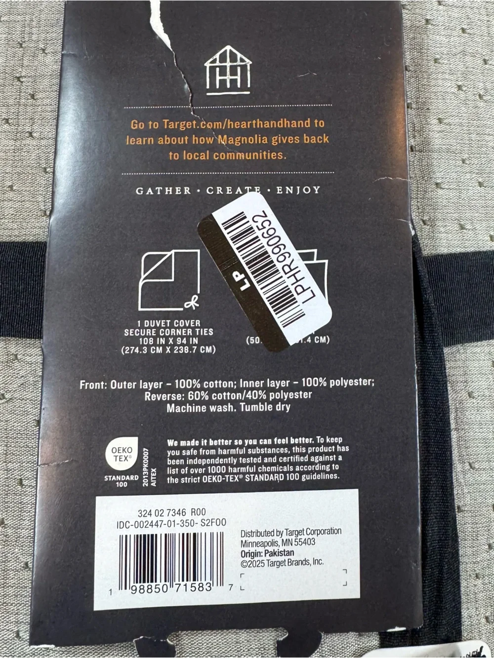 NWT Heart & Hand Magnolia Gauze Stitch Duvet Cover Set - Olive Green (King)